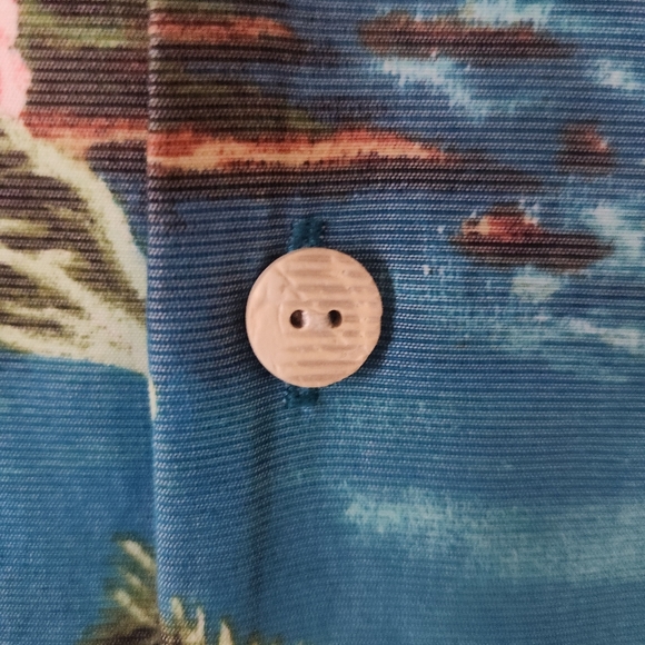 Tommy Bahama Tropical Island Camp Shirt Mens M Blue Hibiscus Tencel Hawaiian - Picture 5 of 11